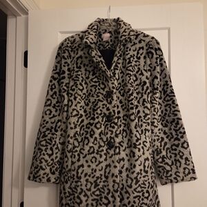 Chico's Grey & Black Leopard Print Coat